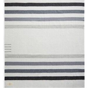 Hudson Bay HBC Stripes - Sterling Wool Point Blanket Twin Grey Multi NEW